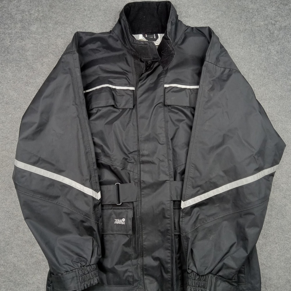 Tour Master Jacket Mens XS Black Motorcycle Riding‎ Reflective Belted Nylon